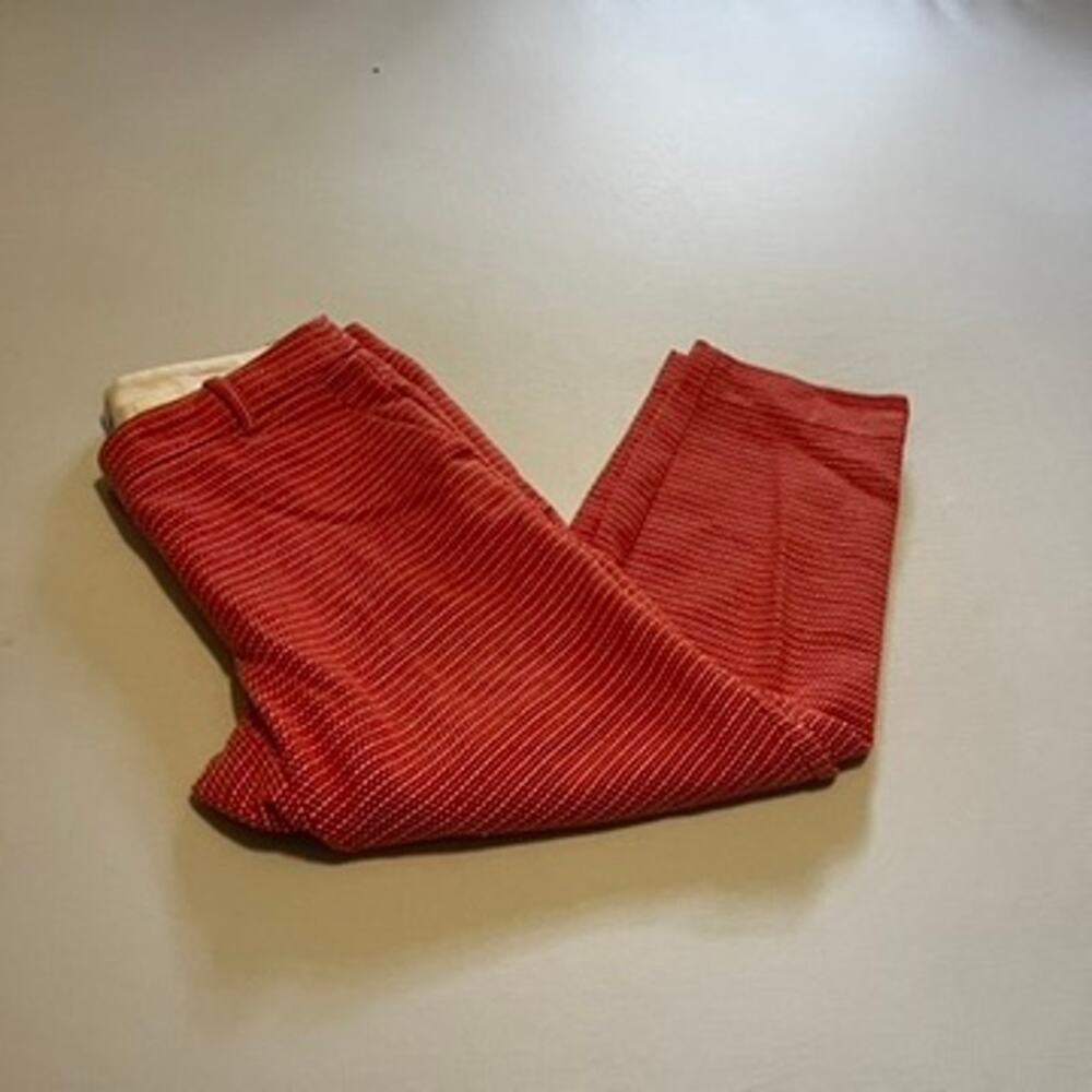 J.Crew | City Fit Red & White Textured Dot Cropped Trousers — Size 10